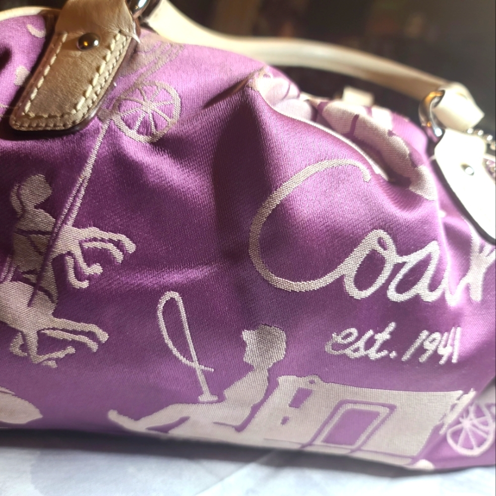 Coach Purple Ashley Horse Carriage  and Satchel Shoulder